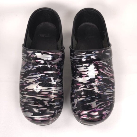 Dansko Professional Metallic Waves Patent Leather Clogs Women's Shoes EU 39 - Picture 4 of 10